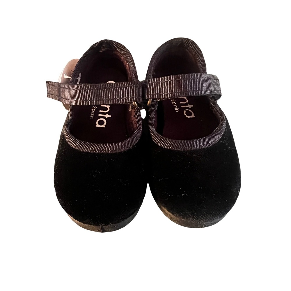 Cienta Spain Mary‎ Jane Shoes - Black Velvet Girls Ballet Flats, Size 3.5